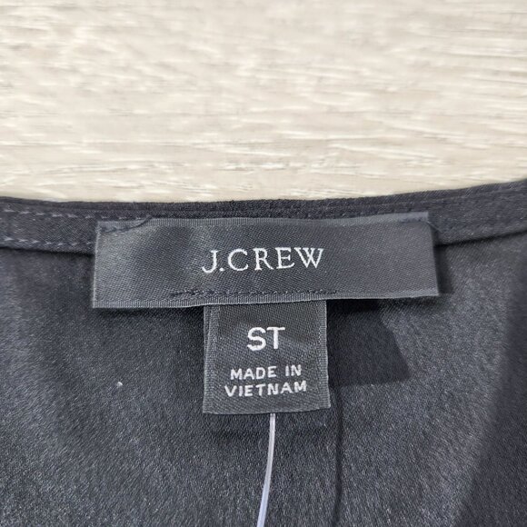 J Crew Black Puff Sleeve Keyhole Neckline Crepe Top Blouse BL712 Women Size T S - Picture 6 of 16